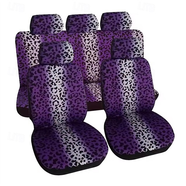 Car Leopard Seat Full Set Universal Protector Front and Rear Seat Covers 5 Pcs/set