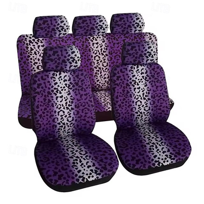 Car Leopard Seat Full Set Universal Protector Front and Rear Seat Covers 5 Pcs/set