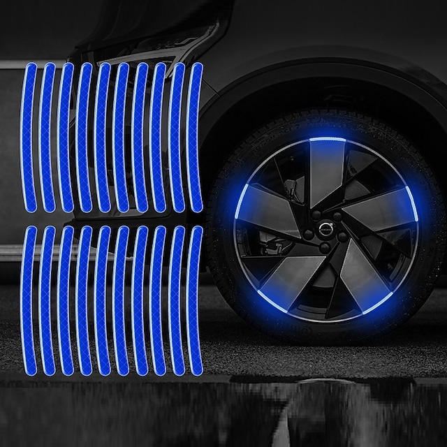 40pcs Car Motorcycle Wheel Hub Reflective Strip Sticker Warning Sticker