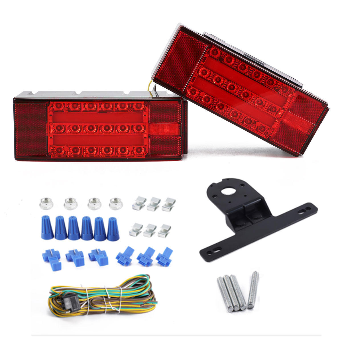Car LED Rectangle Waterproof Stud Stop Brake Lamps Turn Tail Lights 2Pcs