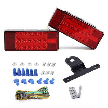 Car LED Rectangle Waterproof Stud Stop Brake Lamps Turn Tail Lights 2Pcs