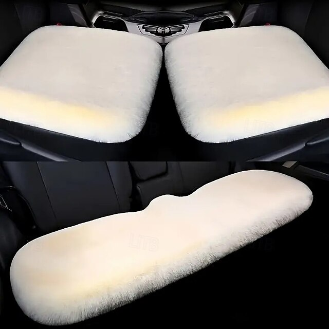Car Winter Plush Thick Warm Soft Seat Cushion 3-Piece Set