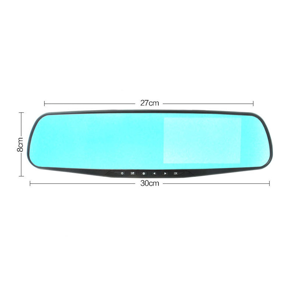 4.3 Inch Dual Lens 1080P Car DVR Dash Cam Video Recorder Rear View Mirror Camera Refit