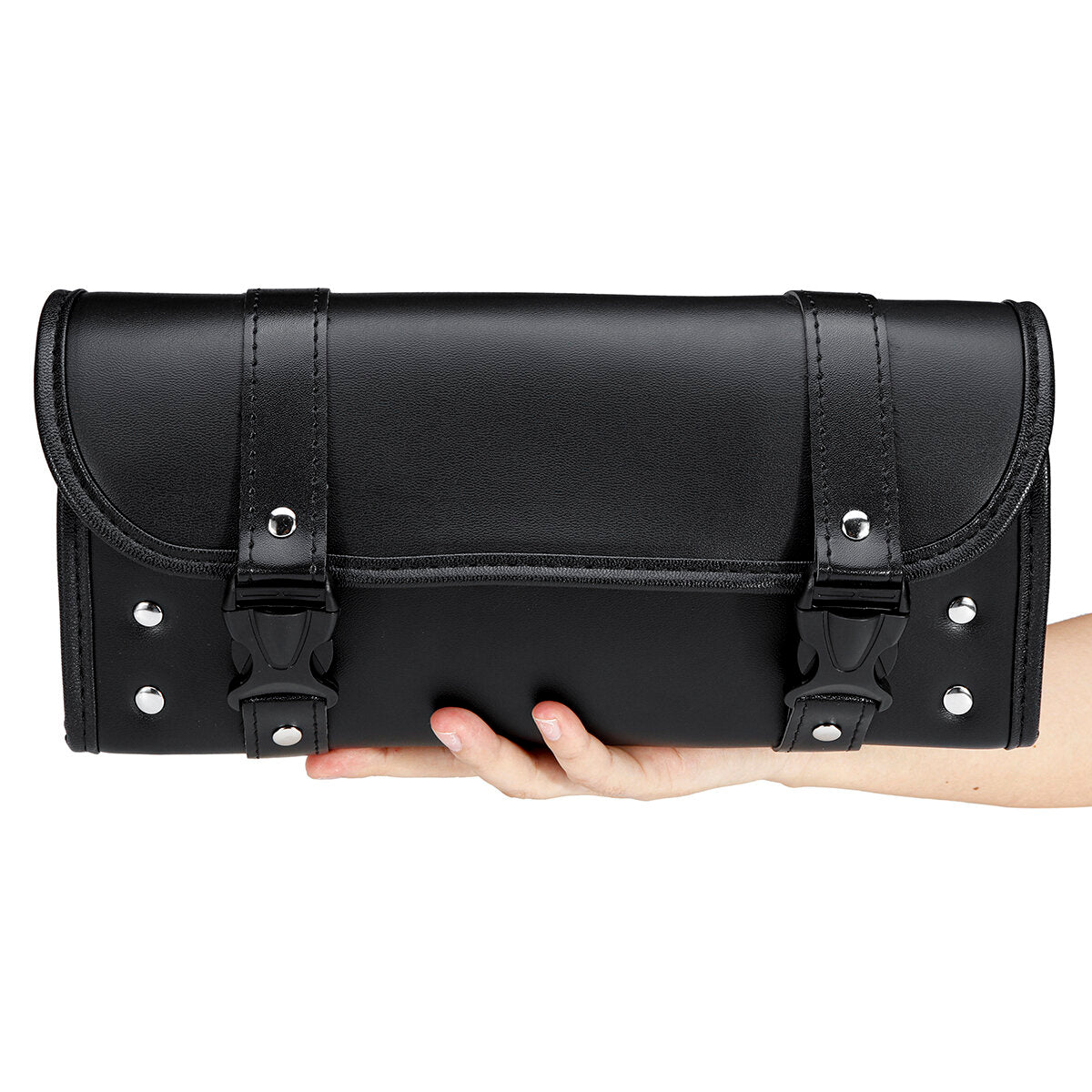 Universal Motorcycle Front PU Leather Fork Saddlebags Pouch Luggage Storage