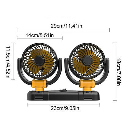 Car Fan 360-Degree Rotating Electric Fan 12V/24V Dual-Head Cooler