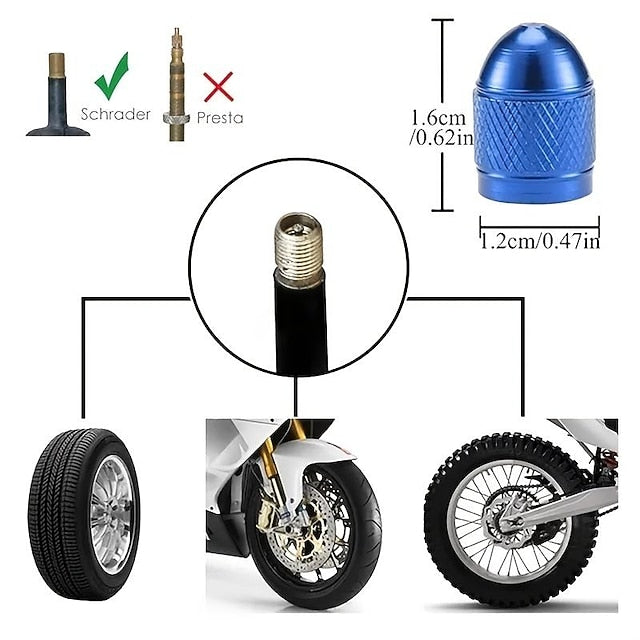 4PCS Universal  Aluminum Tire Valves Caps Dust Cap Stem Stem Caps For Car Truck Bike Decorations