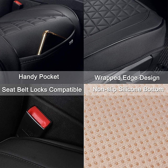 Car Luxury PU Leather Universal Seat Protector Front Seat Bottom Cushion