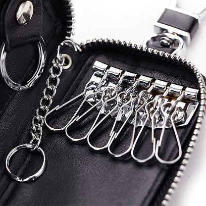 Car Cow Split Leather Key Holder House Key Case Chain Bag Organizer