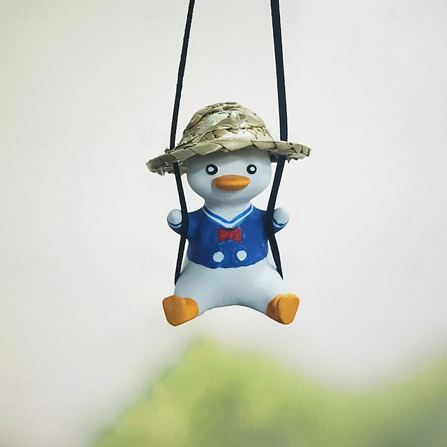 Car Pendant Cute Anime Little Duck Swing  Hanging Ornaments Interior Decor