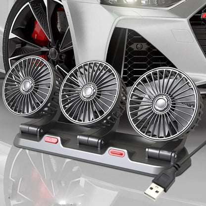 Car Mini Fan With Parking Number Three-Head Fan