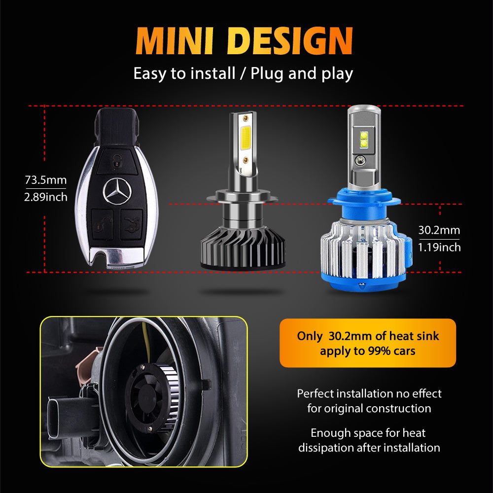 12V H4 H7 H11 Car Auto COB LED Super Bright Modified Headlight Bulbs 2 packs
