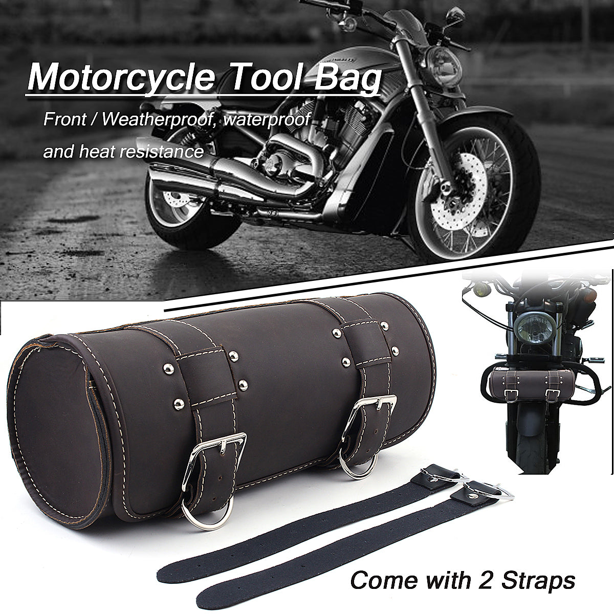 Motorcycle Luggage Saddlebag Roll Barrel Storage For Harley Sportster