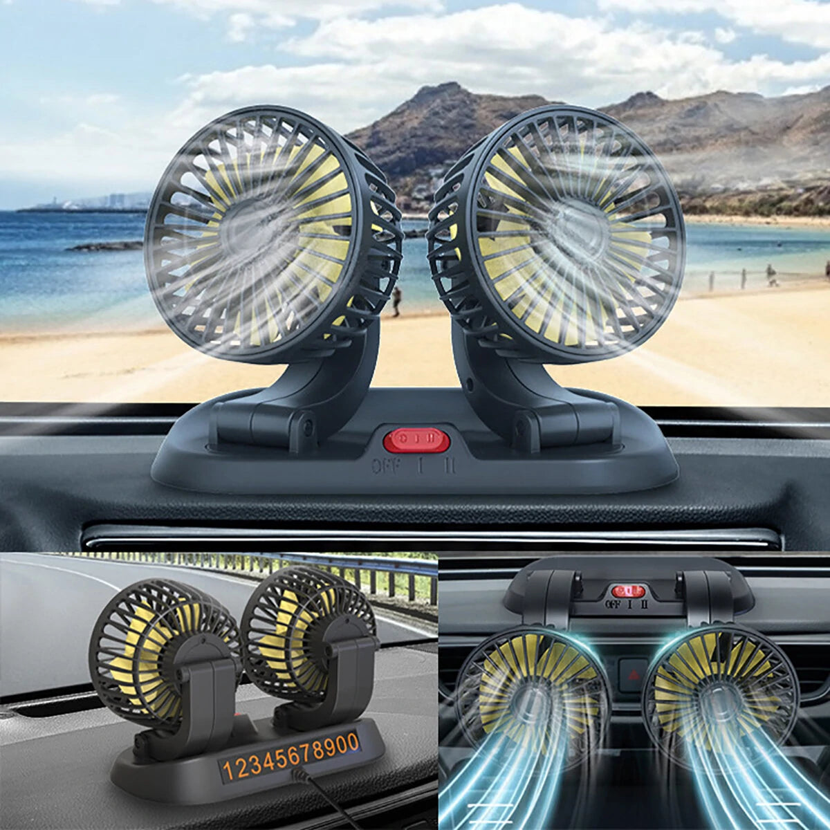 Car Cooling Fans 360° 2 Speed Adjustable Mini Size Strong Wind Cooler