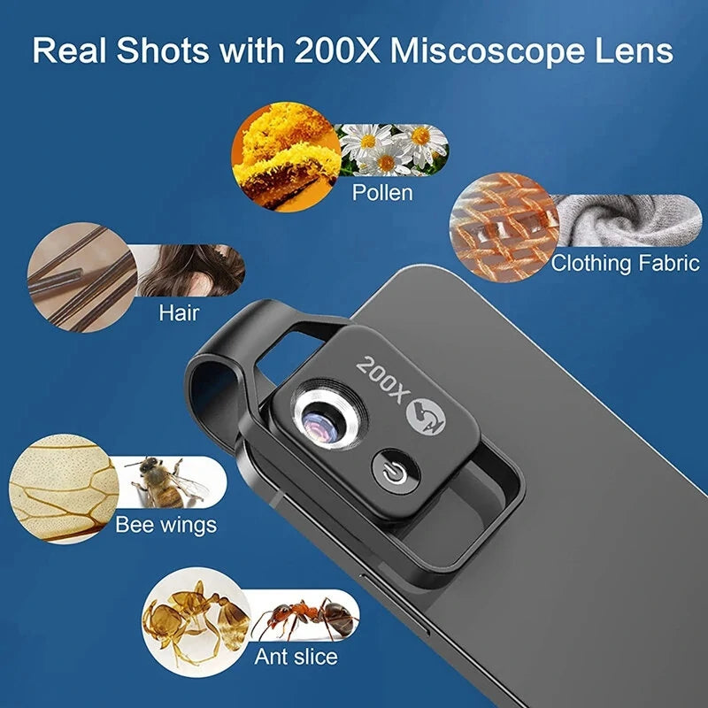 200X Zoom Pocket Size Portable USB Rechargeable Smartphone Microscope