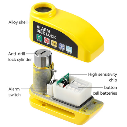 Motorcycle Scooter Warning Lock Security Alarm Protection Battery Aluminum Alloy Wheel Lock