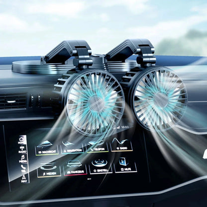 Car Fan USB Fan Double-Head 2 Speed Summer Fan