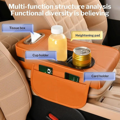 Car Central Console Armrest Heightening Pad Cushion With 2 Cup Holder  4 In 1