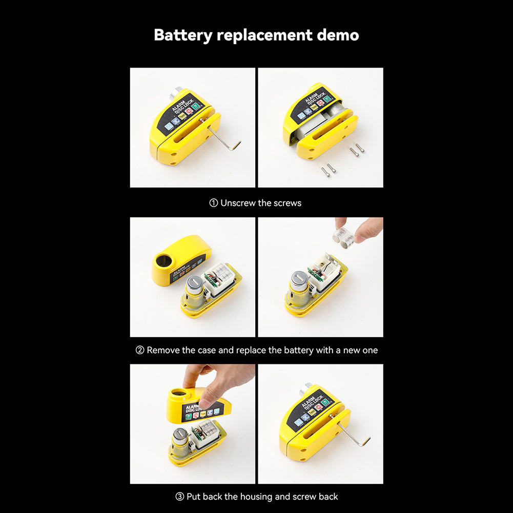 Motorcycle Scooter Warning Lock Security Alarm Protection Battery Aluminum Alloy Wheel Lock