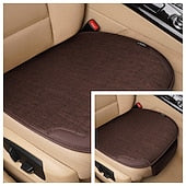 3-Piece Universal Car Seat Covers Full Set Breathable Linen Seat Cushion