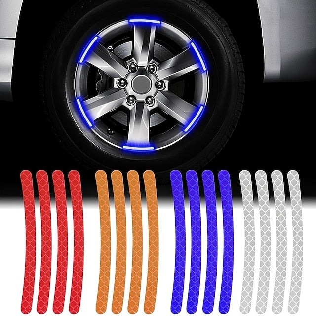40pcs Car Motorcycle Wheel Hub Reflective Strip Sticker Warning Sticker