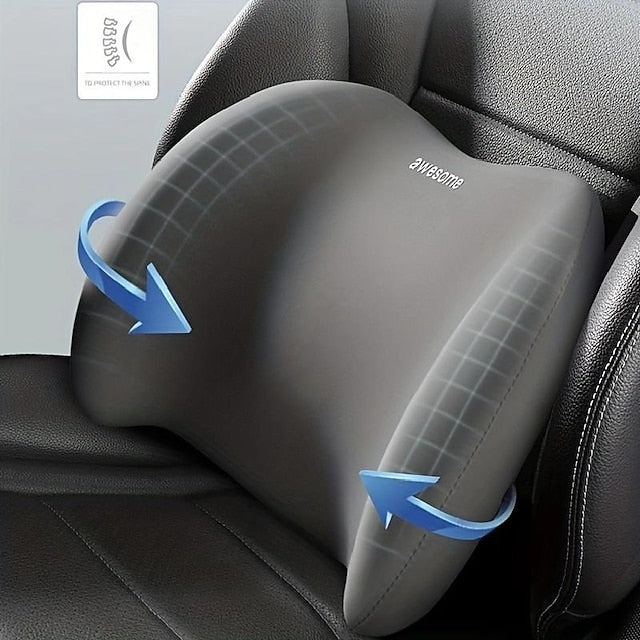 Car Seat Headrest Back Support Pad Soft Memory Pillow Lumbar Cushion 2 Pcs/set