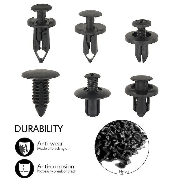 190Pcs Universal Plastic Fender Trim Panel Clips Set Bumper Fasteners Push Pin Rivets Retainer Kit Car Replacement