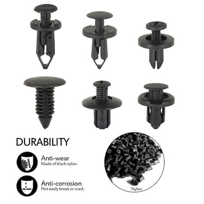 190Pcs Universal Plastic Fender Trim Panel Clips Set Bumper Fasteners Push Pin Rivets Retainer Kit Car Replacement