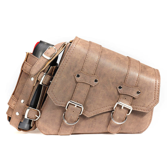 Motorcycle Vintage Brown PU Leather Pannier Saddlebags