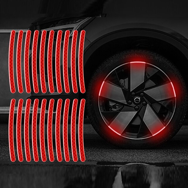 40pcs Car Motorcycle Wheel Hub Reflective Strip Sticker Warning Sticker