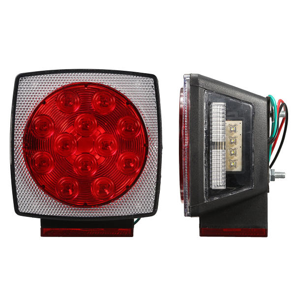 Car Truck Trailer LED Square Rear Brake Lamp Tail Plate Lights Stud Mount 12V