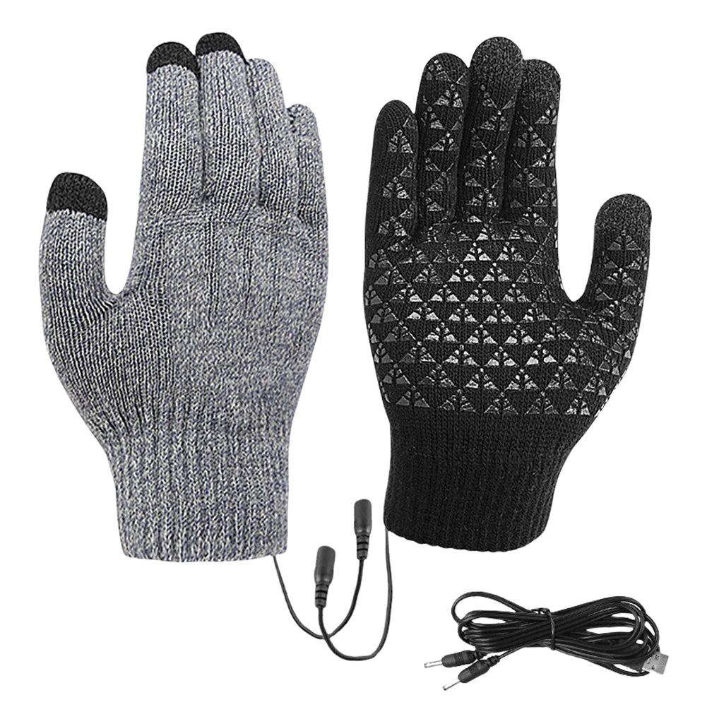 Motorcycle Electric Heated Gloves Thickened Warm Full Finger USB Heating Gloves