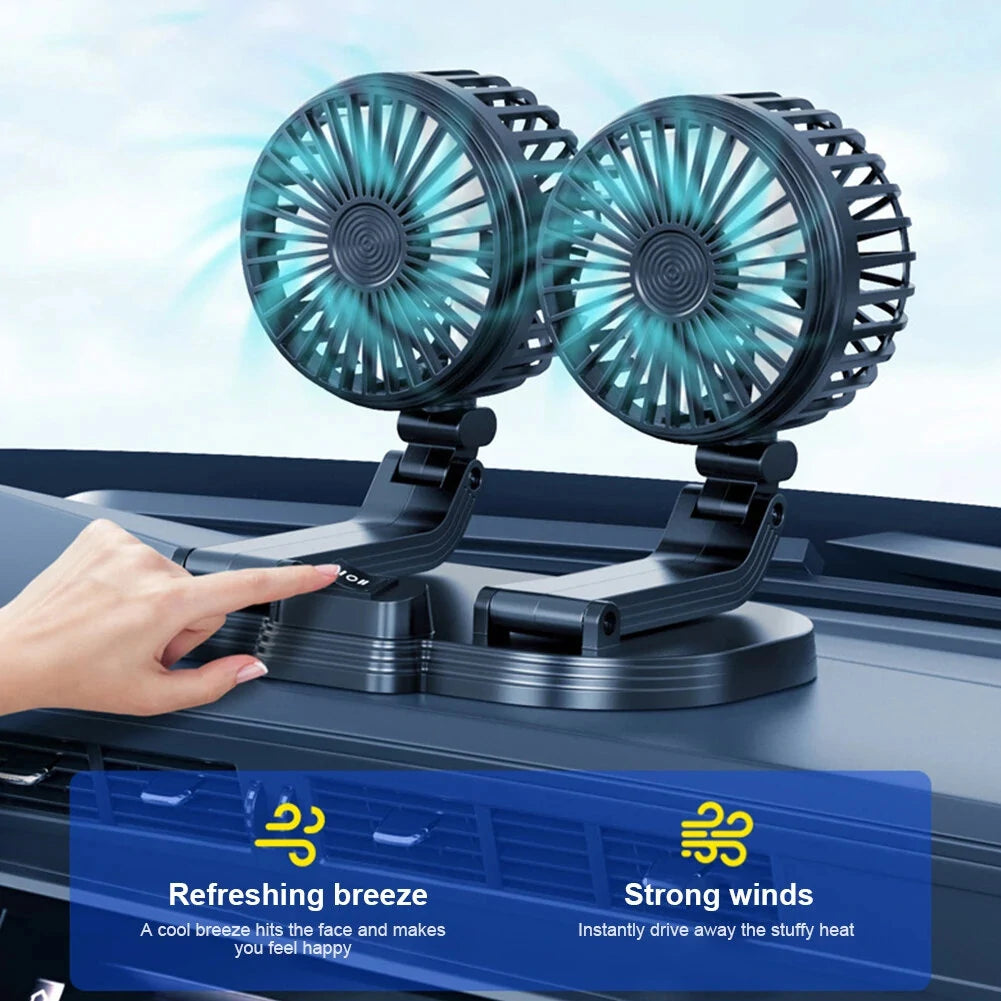 Car Fan USB Fan Double-Head 2 Speed Summer Fan