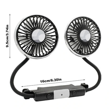 Car Clip Fan  LED 360° Rotatable Cooler Electrical Fan