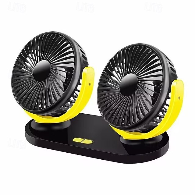 Car USB Fan Cooling Dual Head 3 Speeds Adjustable Cooler Air Fan