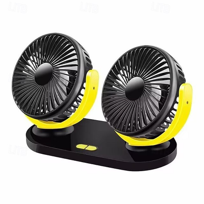 Car USB Fan Cooling Dual Head 3 Speeds Adjustable Cooler Air Fan