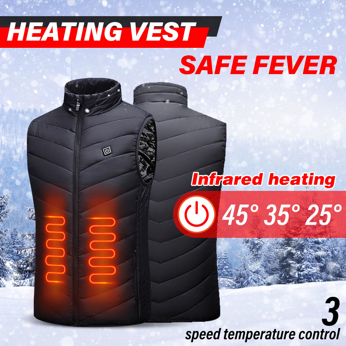 Electric Heated Vest USB Charging Smart Insulation Coats 9 Heating Area