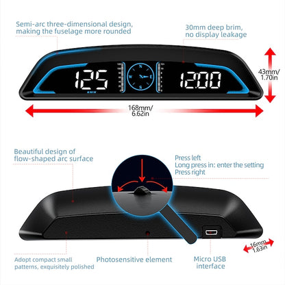 Car Digital GPS Head-up Display Speedometer Universal Headset  5.5 Inch