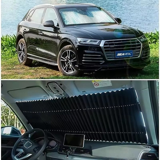 Car Retractable Windshield Universal Sun Shade for Front Window Blocks UV Rays