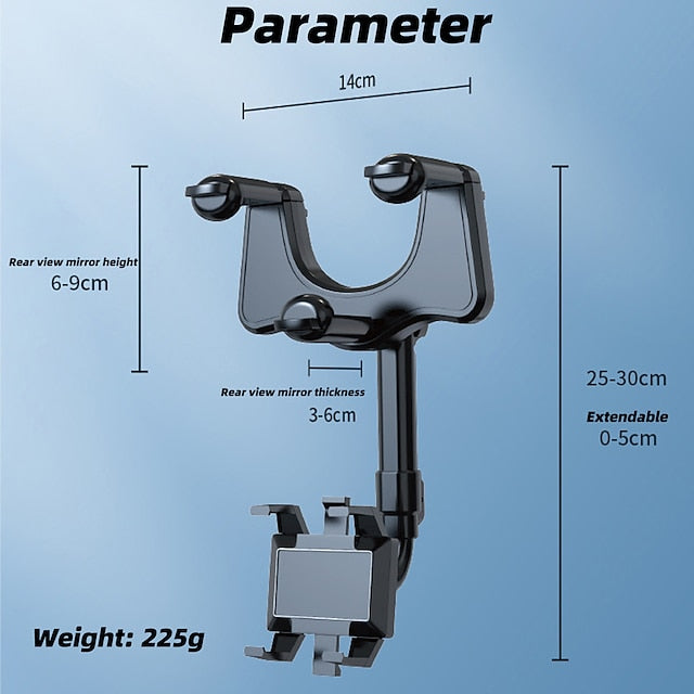Car 360° Rotate Review Mirror Universal Adjustable  Phone Holder