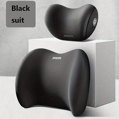Car Seat Headrest Back Support Pad Soft Memory Pillow Lumbar Cushion 2 Pcs/set