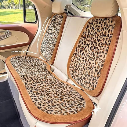Car Leopard Print Seat Set Cute Plush Faux Fur Cushion