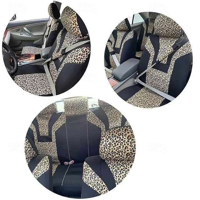 Car Leopard Print Seat Cushion for Front Seats Universal 2 PCS/SET