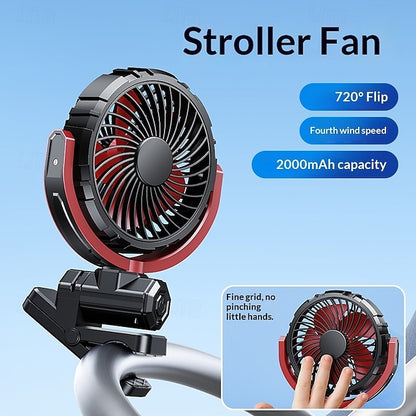 Car Fan 5V USB Small Clip  for Front/Rear Seat Rechargeable 2000mAh