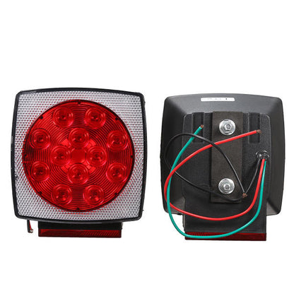 Car Truck Trailer LED Square Rear Brake Lamp Tail Plate Lights Stud Mount 12V