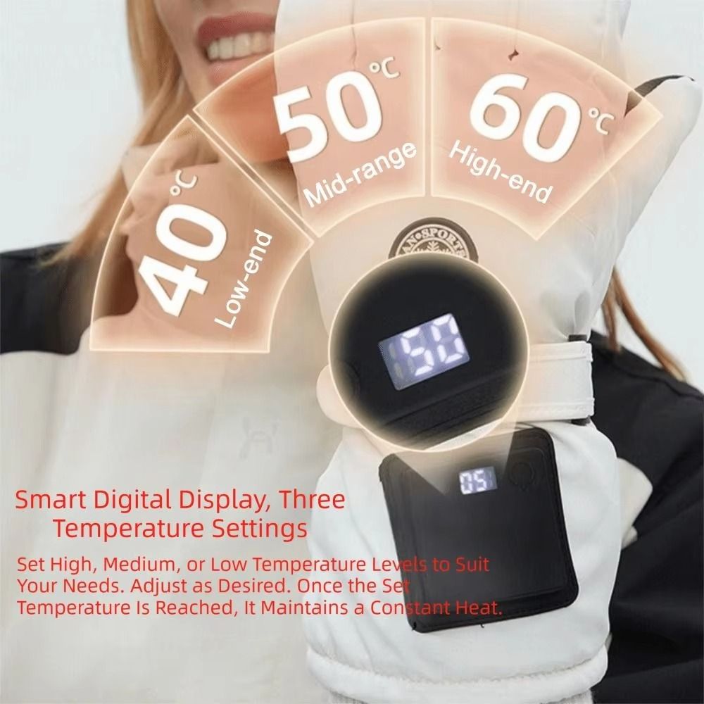 Motorcycle Riding Electric Heated Gloves USB Hand Warmer Waterproof Digital Display Adjustment Warm Mittens