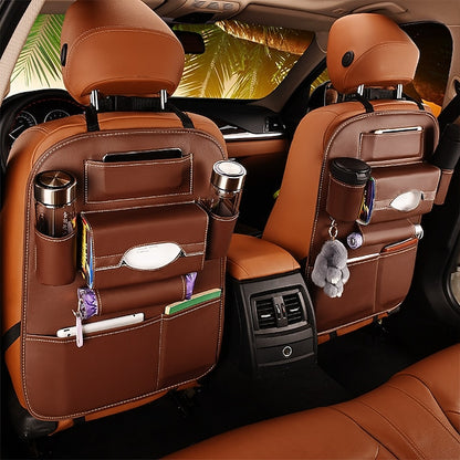 2 Pack Car Seat Back Organizer PU Leather Seat Protector Organizer