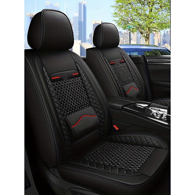 5 Seats Car Seat Covers Full Set  Faux Leather Breathable Universal Front Rear Protector