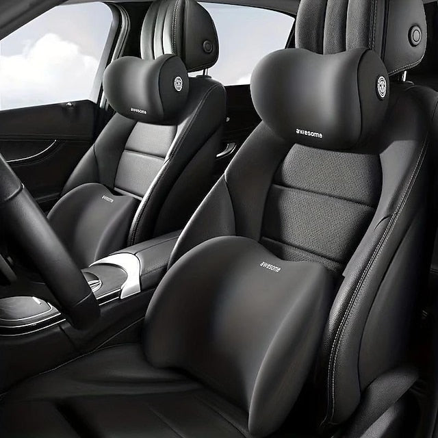Car Seat Headrest Back Support Pad Soft Memory Pillow Lumbar Cushion 2 Pcs/set
