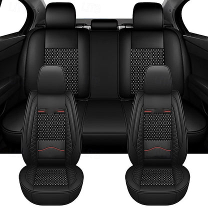 5 Seats Car Seat Covers Full Set  Faux Leather Breathable Universal Front Rear Protector