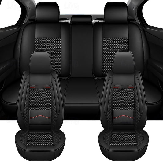 5 Seats Car Seat Covers Full Set  Faux Leather Breathable Universal Front Rear Protector